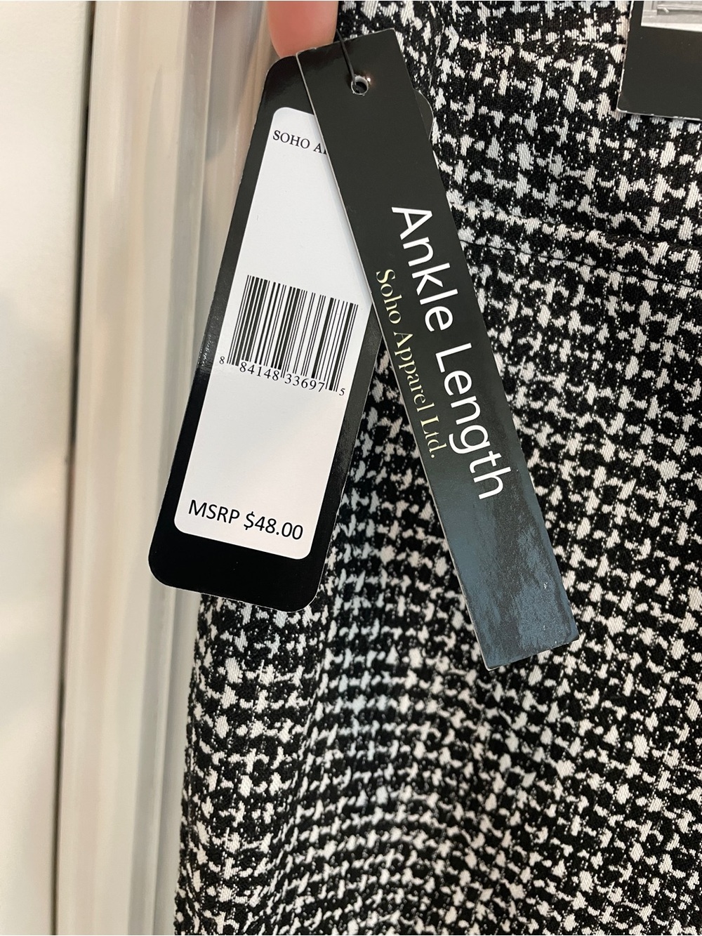 Soho Apparel Black & White Houndstooth Cropped Pants - Picture 5 of 5
